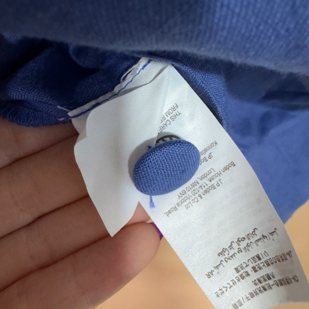 Boden Carrie Linen Shirt Dress Blue Short Sleeve Button Front US 10L W0749 - Picture 9 of 9